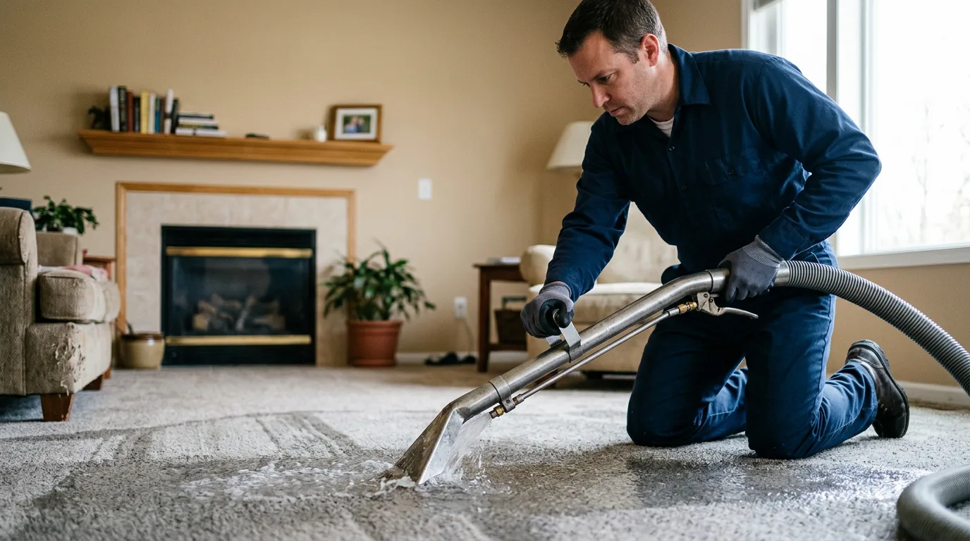 Water damage restoration technician working near Hensley, AR